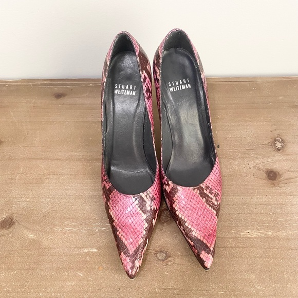 Stuart Weitzman Snake Print Heels Pink Size 6 - Picture 2 of 8